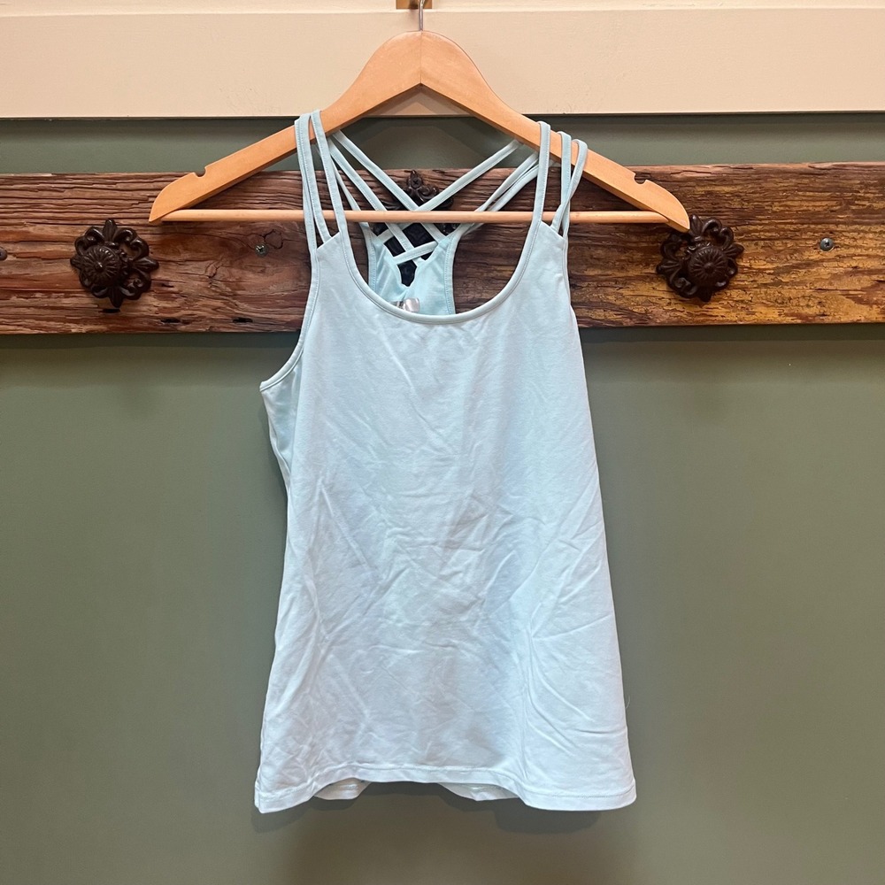 Marmot Womens Light Blue Strappy Racerback Active Tank Top Built-in Bra Medium